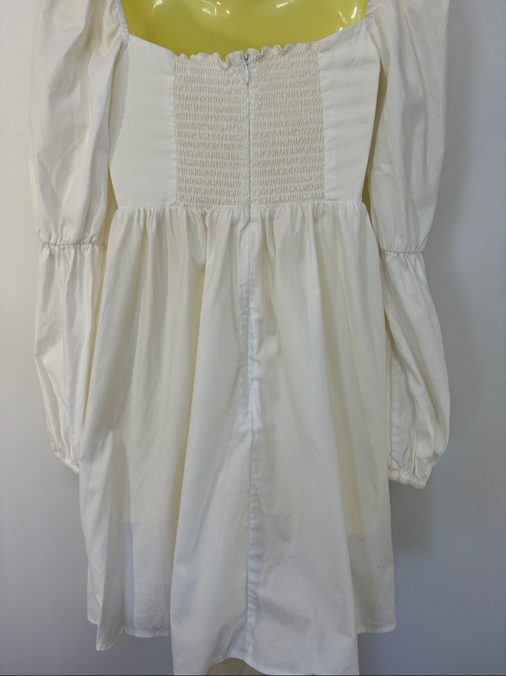 Reformation  Dress Mini White "Michaela" Square Neck Puff Sleeve Nwot 6 - Picture 5 of 7